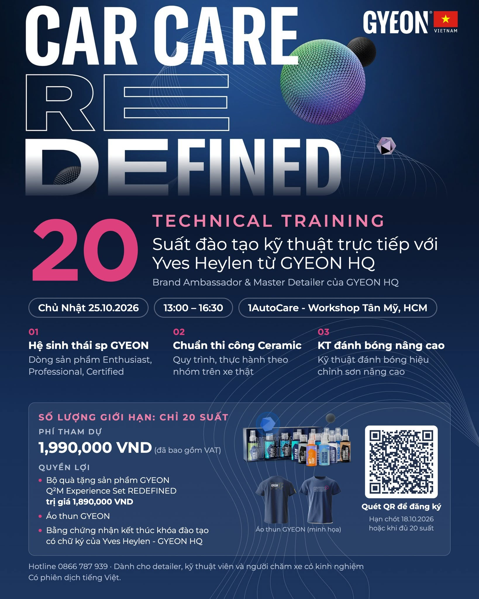 GYEON Technical Training — 25/10/2026, 13:00–16:30, Workshop Tân Mỹ
